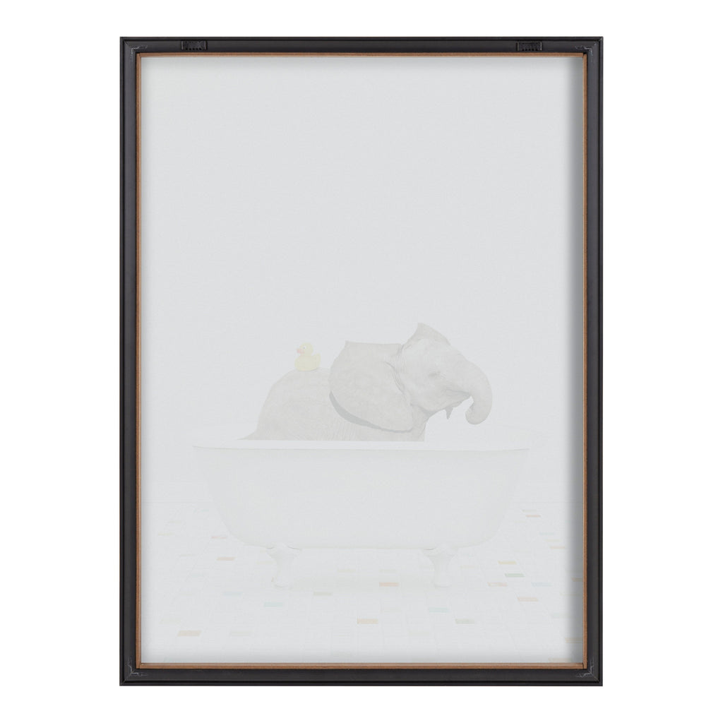 Blake Baby Elephant Bath Time with Rubber Ducky Framed Printed Glass by Amy Peterson Art Studio
