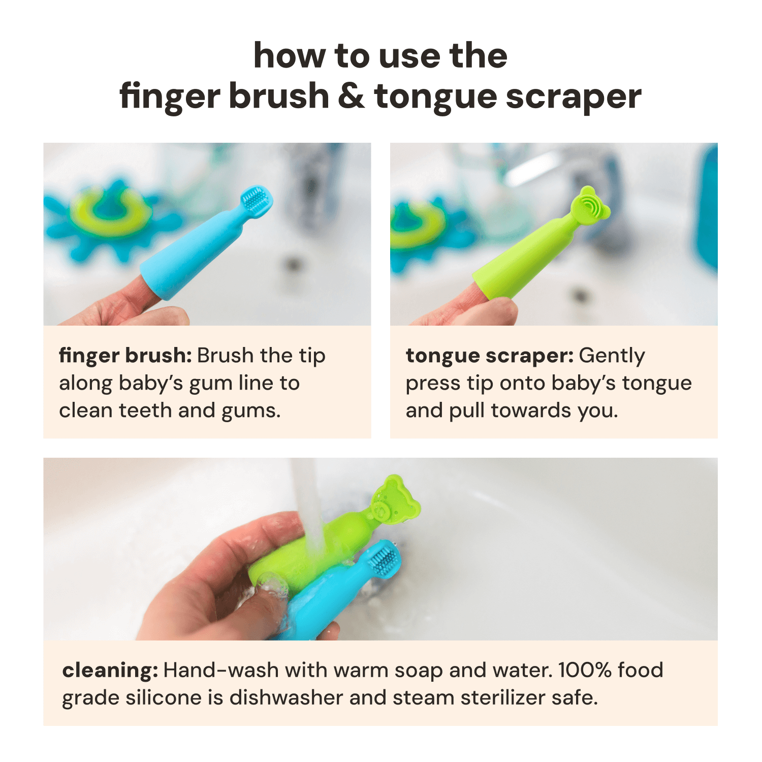 baby finger brush and tongue scraper